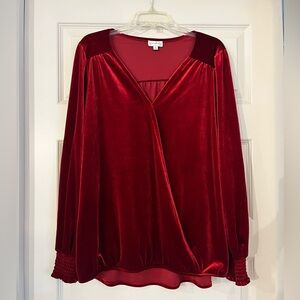 Wonderly Deep Red Velvet Blouse